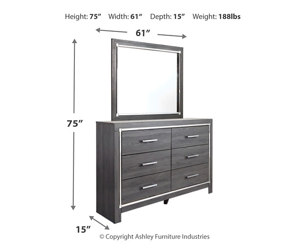 Lodanna  Panel Bed With 2 Storage Drawers With Mirrored Dresser