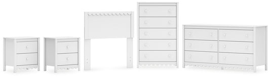 Hallityn Twin Panel Headboard with Dresser, Chest and 2 Nightstands