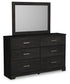 Belachime Full Panel Bed with Mirrored Dresser, Chest and 2 Nightstands