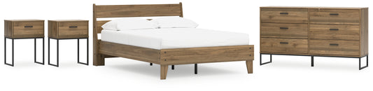 Deanlow Full Platform Panel Bed with Dresser and 2 Nightstands